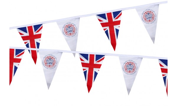 King Charles III Coronation Logo, UK (ALTERNATING) Triangle Bunting